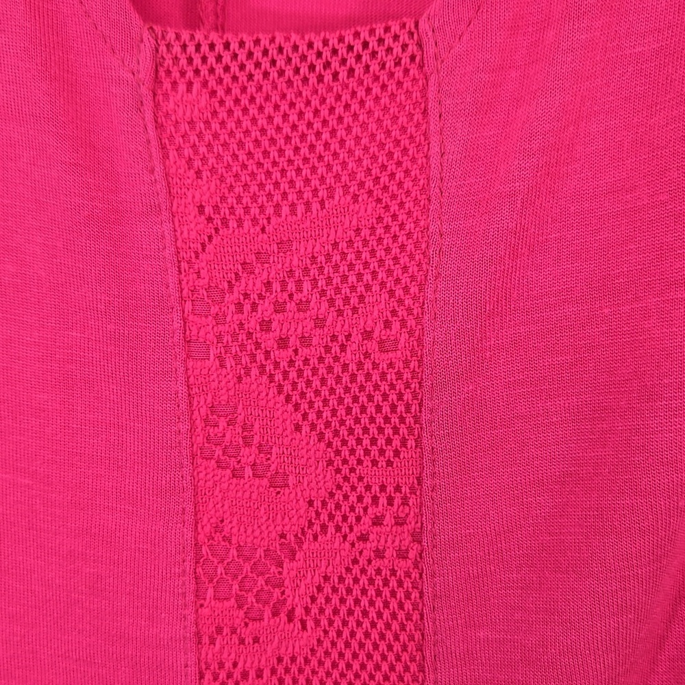 *NEW* Jessica Simpson Veena Lace Top Short Sleeve Bright Pink Feminine Flowy, 2X - Picture 5 of 9